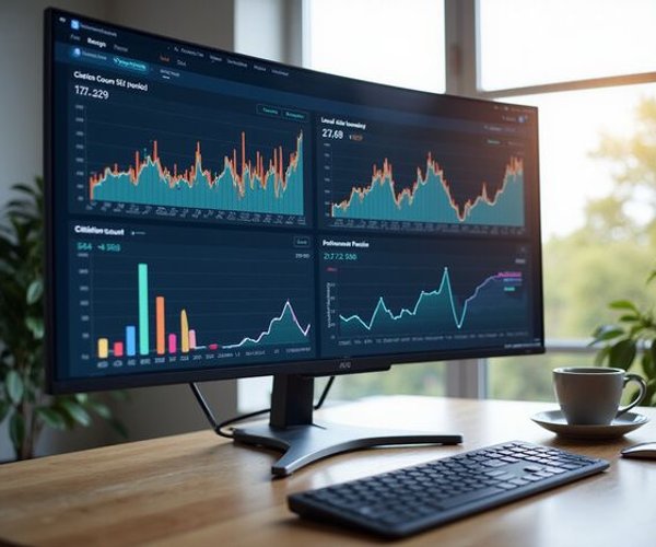 Dashboard showing local SEO rankings and citation data with upward trending graphs